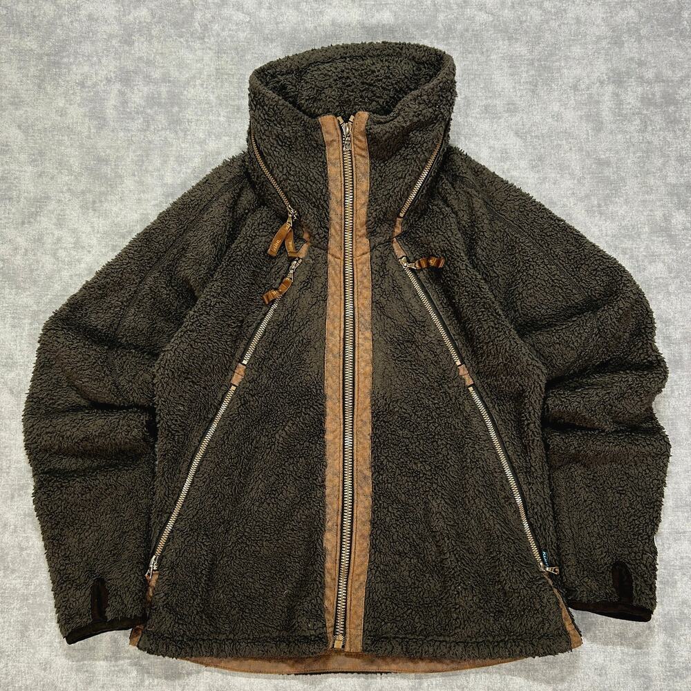 KÜHL Flight Teddy Fleece Jacket Womens M Grey Full Zip Sherpa Stowaway Hood